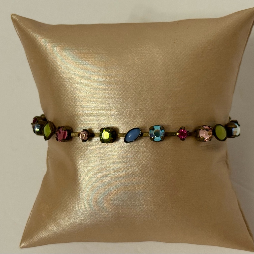Sorrelli Bracelet Dark Brass Color Hardware Multi Color Shape Crystal 7 58$